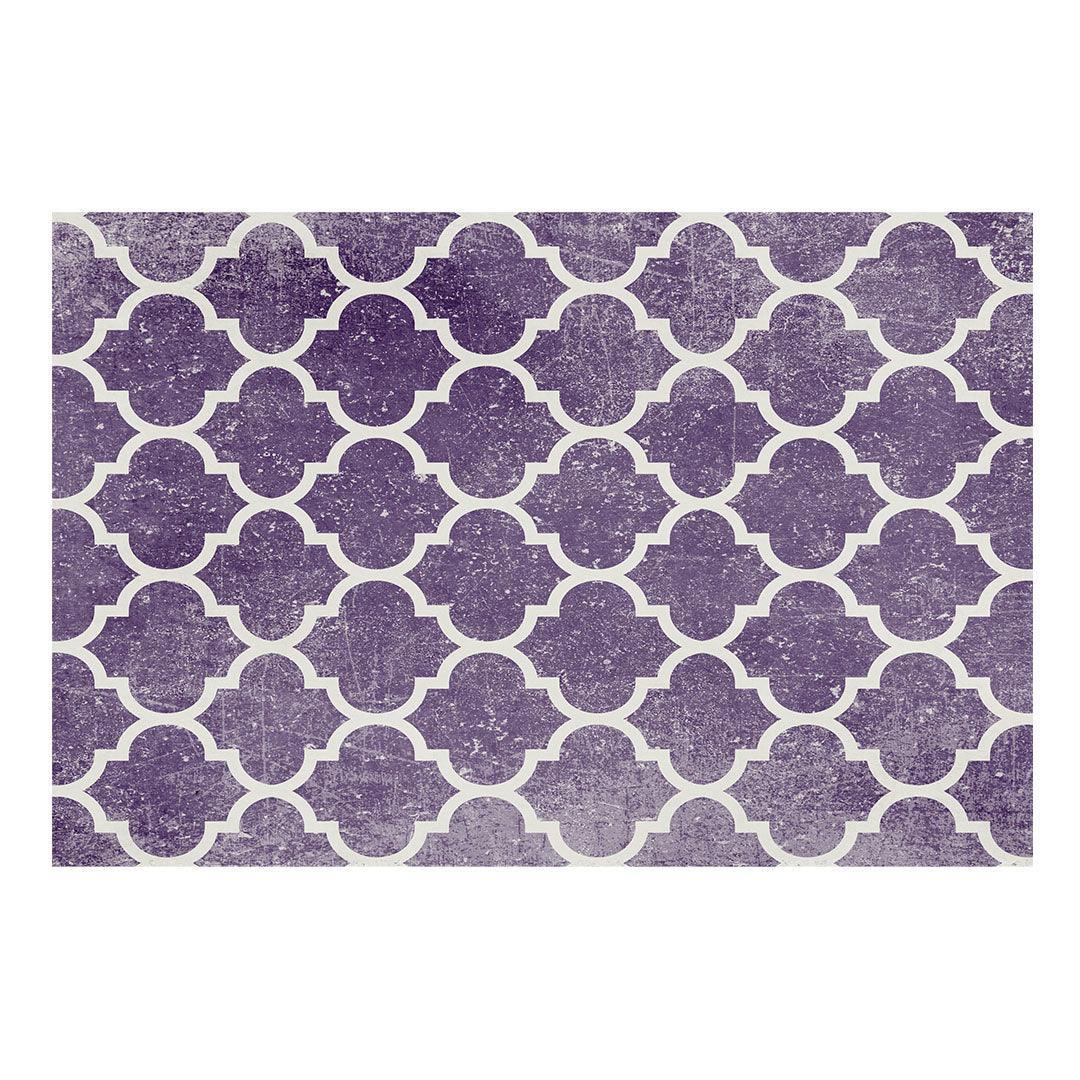 Purple Vinyl Floor Mat, Kitchen Floor Mat, With Moroccan Tiles