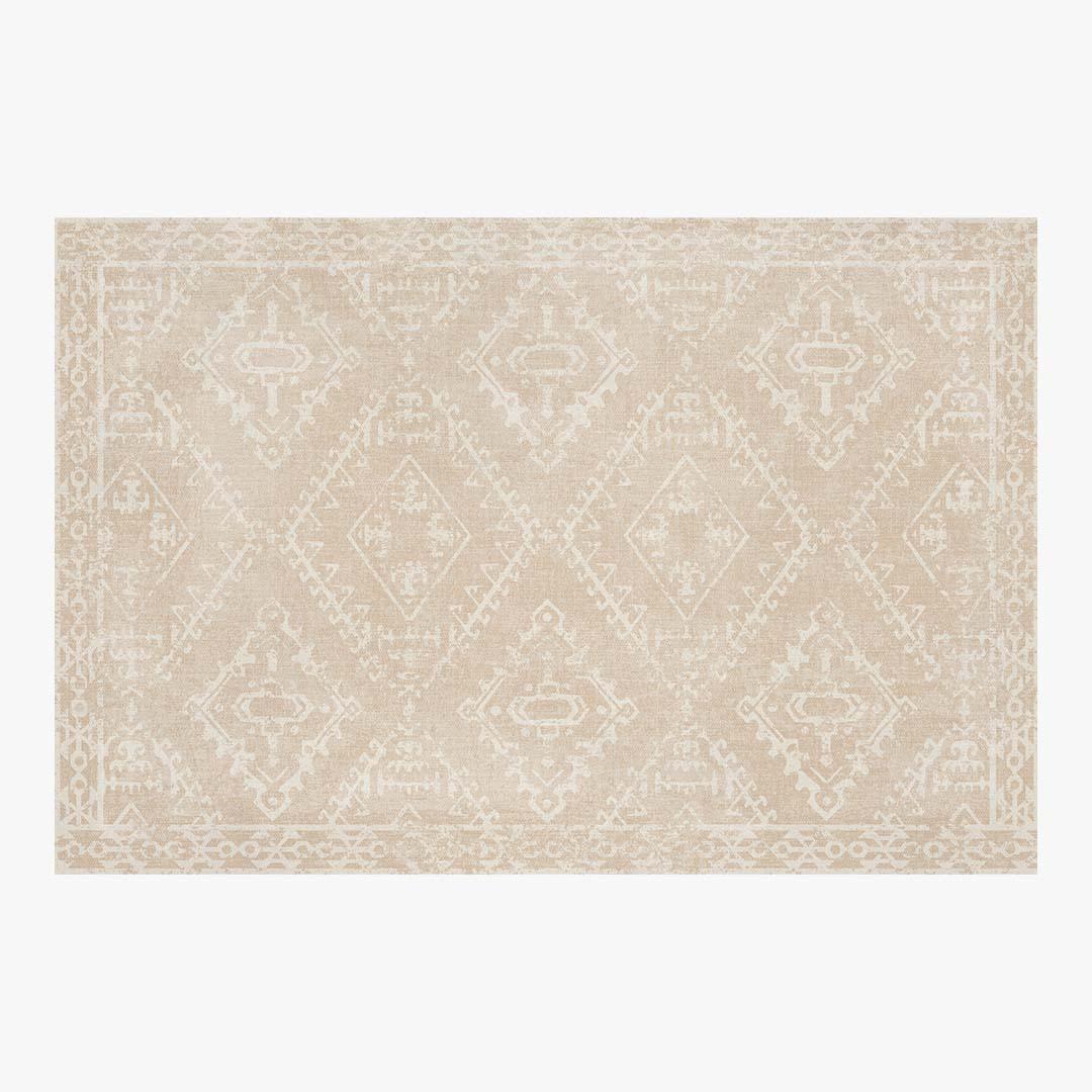 Carpet Honeysuckle Pattern Vinyl Mat Beige Vinyl Floor Mat 