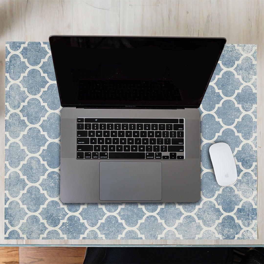 Ava Desk Pad OfficeFlat Blue Premium Vinyl Mat Carolina Creekhouse
